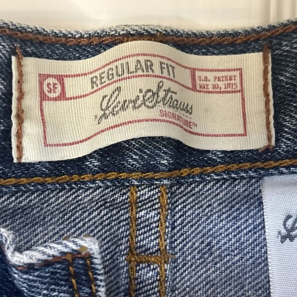 Levi Strauss Signature Mens Regular Fit Straight Leg Jeans Light Wash 36 x 30